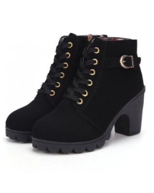 Women's Boots Autumn Winter Ankle Boots Chunky Heels Platform Short Booties Elegant Medium Heel Botas De Mujer Female Botines