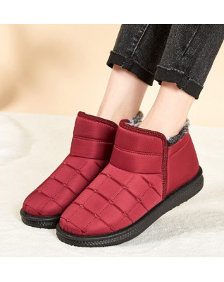 Women's Winter Booties Plush Ankle Snow Boots Low Heels Flat Shoes Female Leisure Platform Fur Boots Thicken Warm Cotton Boots