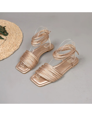 Silver Sandals Summer Women With Ties Sandals Flat Shoes Platform Star Elegant Party Luxury Square Toe 2023 Trend Free Shipping