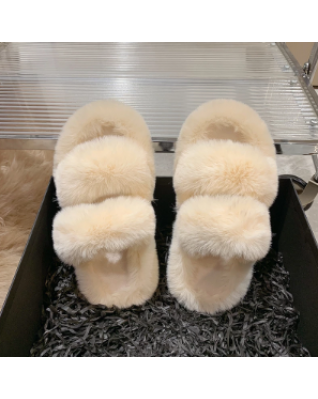 Indoor Slippers For Women Winter Fluffy Rubber Low Heel Shoes Slip On Casual Luxury Designer Shoe Cheap Items With Free Shipping